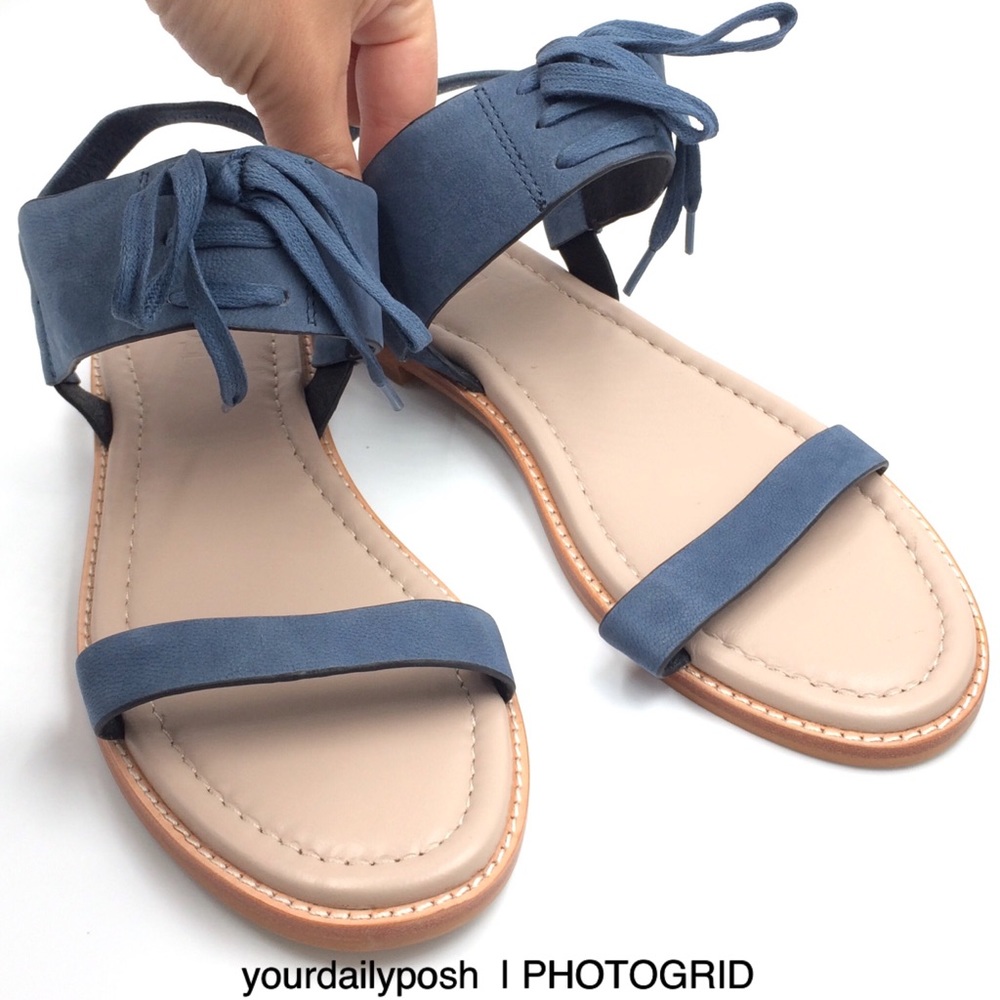 Blue nubuck leather Nordstrom slingback flat sandals 7.5